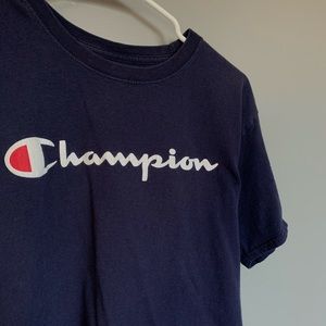 navy Champion tee